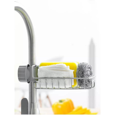 Kitchen Stainless Steel Sink Drain Rack Sponge, Soap, and Towel Storage Faucet Holder & Organizer- Furaha Finds Kenya