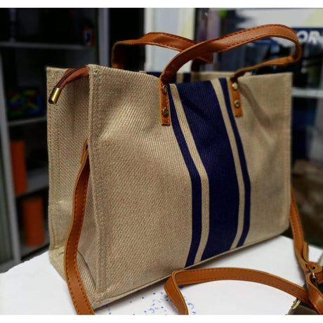 Vintage Striped Tote Bag Large Capacity Handbag (33x26x15cm)- Furaha Finds Kenya