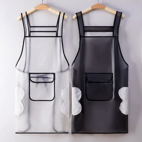 Waterproof Transparent Kitchen Apron Oil Resistant, Wipeable Apron with Pockets for Men & Women, 64x98cm- Furaha Finds Kenya