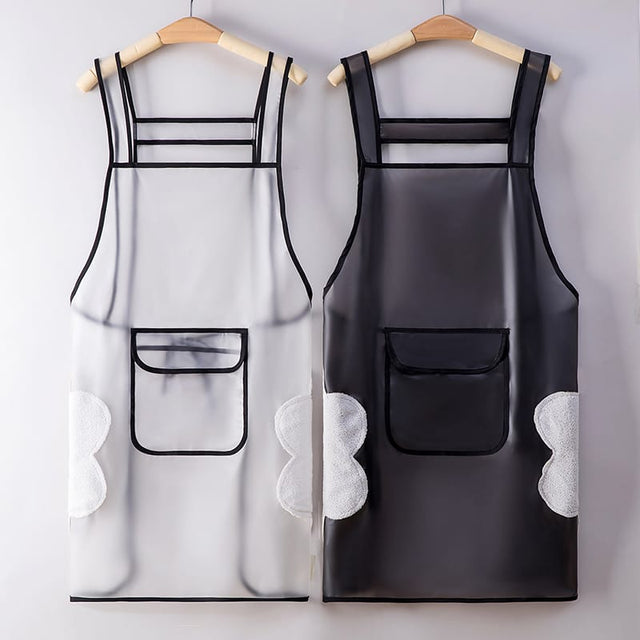 Waterproof Transparent Kitchen Apron Oil Resistant, Wipeable Apron with Pockets for Men & Women, 64x98cm- Furaha Finds Kenya
