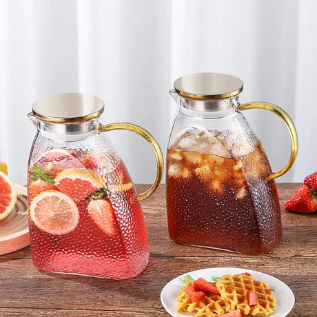 Nordic Luxury 1500ml Capacity Borosilicate Pot Kettle with Stainless Steel Lid | Water Jug | Teapot | Fruit Juice Beverage Jug Container- Furaha Finds Kenya