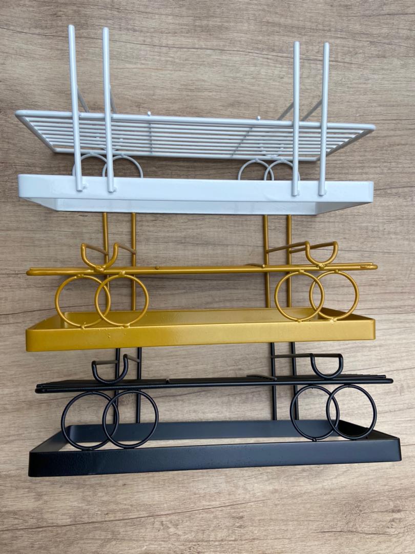 Metallic  Space Saving Versatile Toilet/Bathroom Storage Rack Organizer | Black, Gold, Pink, White – 34cm x 15cm x 16cm