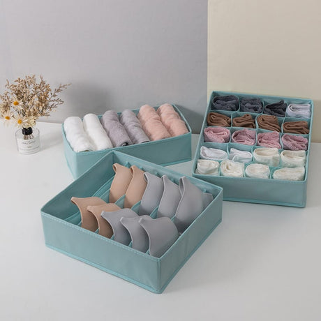 3Pcs Foldable Underwear, Bra, Socks, and Towels Storage Box Set – Multi-Compartment Wardrobe Drawer Clothes Organizer- Furaha Finds Kenya