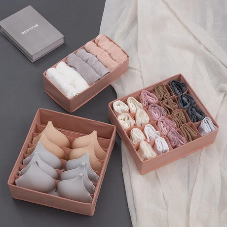 3Pcs Foldable Underwear, Bra, Socks, and Towels Storage Box Set – Multi-Compartment Wardrobe Drawer Clothes Organizer- Furaha Finds Kenya