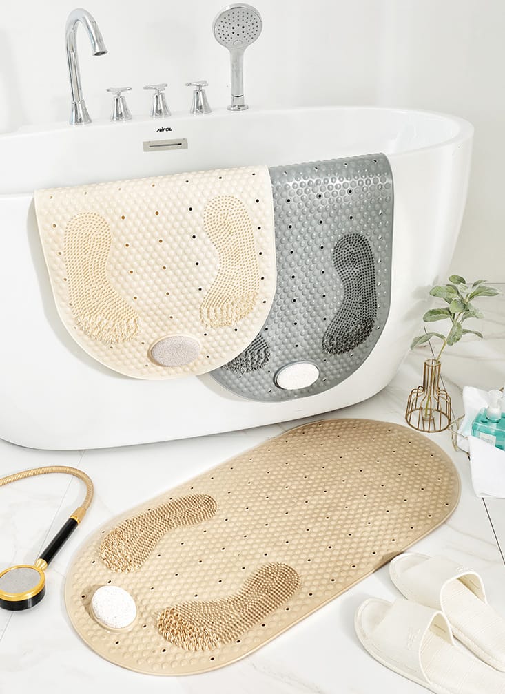 Multifunctional PVC NonSlip Bathroom Toilet Mat | 80cm x 40cm Massage Foot Mat for Shower & Toilet