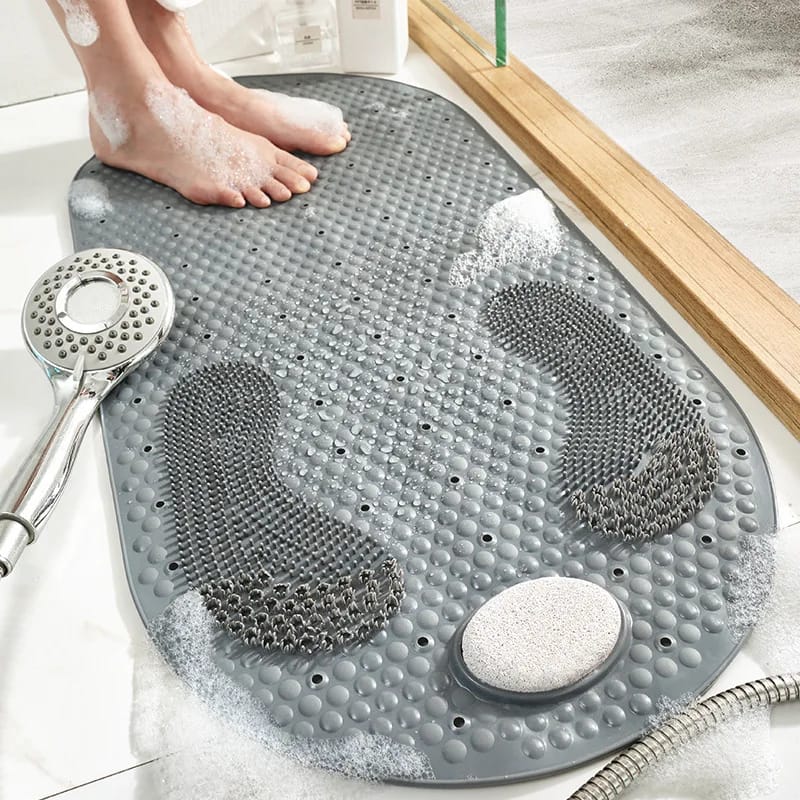 Multifunctional PVC NonSlip Bathroom Toilet Mat | 80cm x 40cm Massage Foot Mat for Shower & Toilet