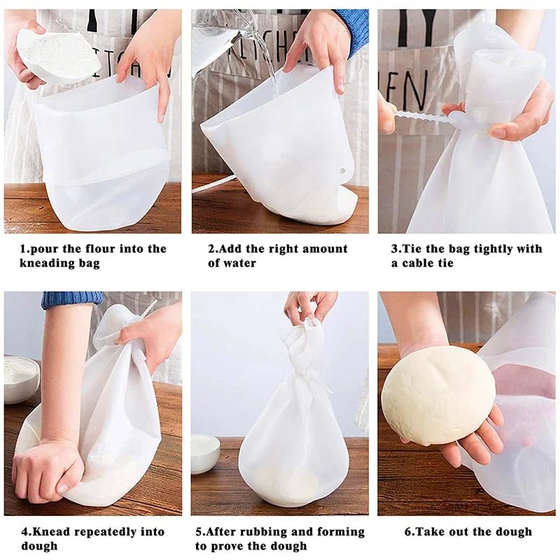 Medium Food Grade Silicone Dough Kneading Bag | Flour & Dough Mixer for Bread, Pastry, and Pizza | Bakeware