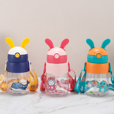 Rabbit Ear Baby Water Bottle | 450ml, PC Material with Straw and Strap- Furaha Finds Kenya