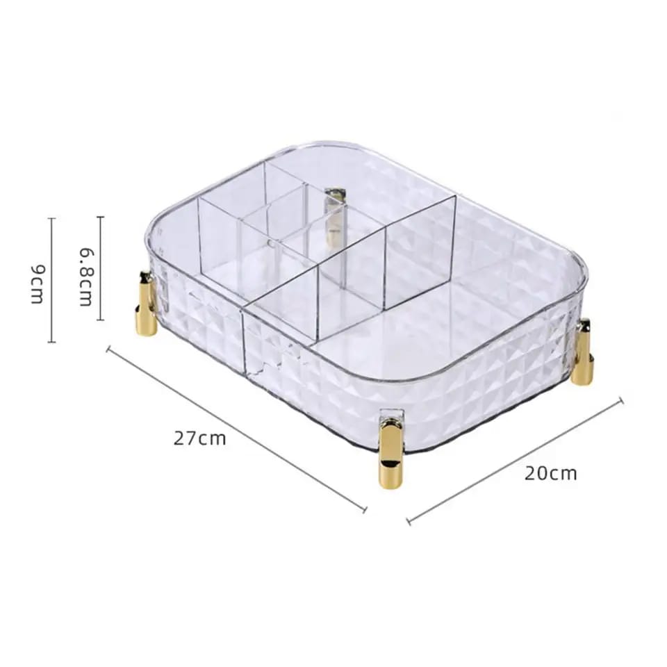 Large Capacity MultiGrids Transparent Makeup Organizer Space Saving Cosmetic and Skincare Storage Solution