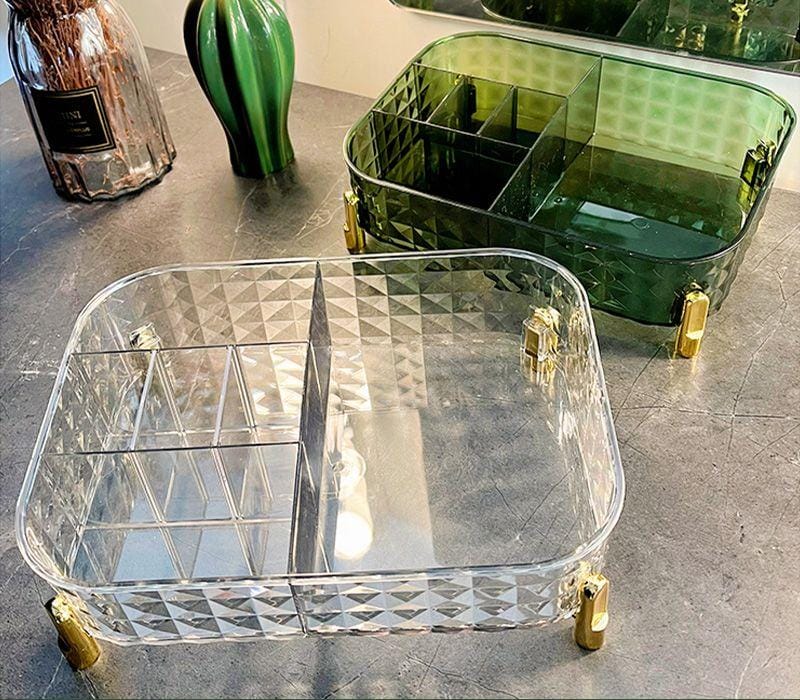 Large Capacity MultiGrids Transparent Makeup Organizer Space Saving Cosmetic and Skincare Storage Solution