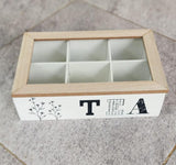 6 Compartment Wooden Teabag/Coffee Organizer | Black & White | Eco-Friendly Wood with Stainless Steel Frame