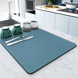 Super Absorbent NonSlip Drain Dish Drying Mat 40x50cm, Diatom Mud Rubber, Available in Blue, Grey & Purple| Easy to clean| Dish rack Accessories