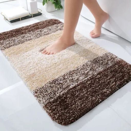 Thick Plush NonSlip Bathroom Rug Water Absorbent Soft Microfiber Shaggy Bath Mat, Machine Washable, 50x80cm Several Design Patterns Available
