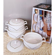 High Quality Ceramic 3-piece Serving Bowls Set, White- Furaha Finds Kenya