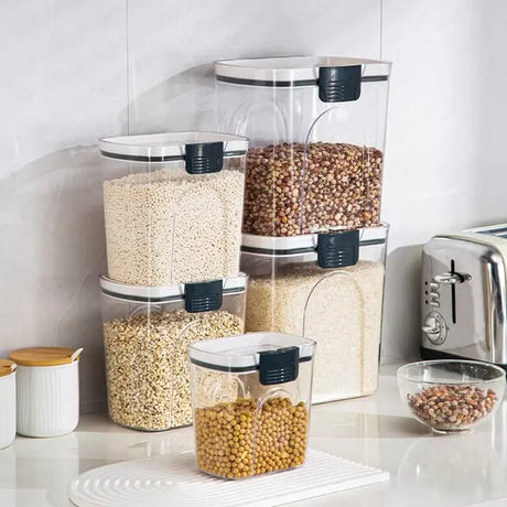 4pcs Airtight Storage Containers with Spoons | 4.6L, 2.7L, 1.3L & 0.35L- Furaha Finds Kenya