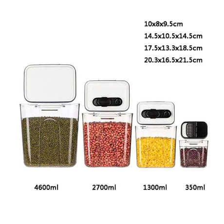 4pcs Airtight Storage Containers with Spoons | 4.6L, 2.7L, 1.3L & 0.35L- Furaha Finds Kenya