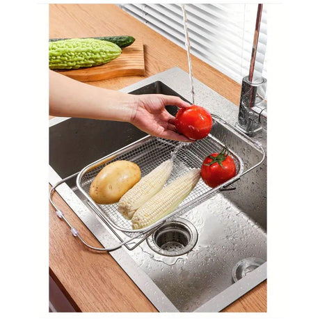 Stainless Steel Expandable Over The Sink Colander Adjustable Strainer Basket for Fruits, Vegetables, and Kitchen Sink Draining- Furaha Finds Kenya