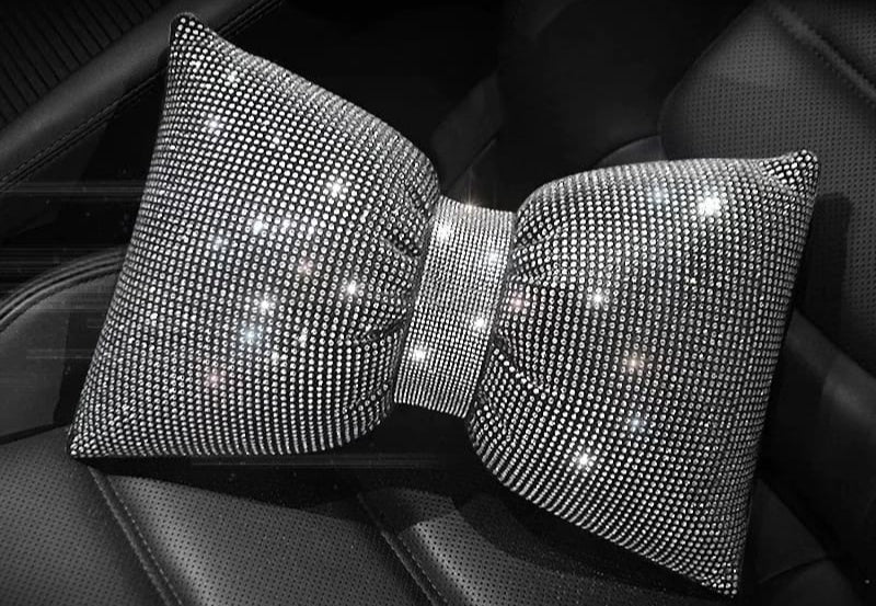 Furaha Finds Universal Luxury Rhinestone Diamond Bowknot Car Headrest Neck Pillow