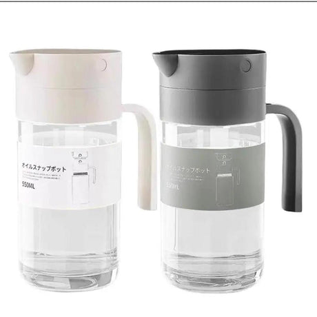 Automatic Oil Jar 550ml, Off white & Grey, No Drip Design for Easy Dispensing- Furaha Finds Kenya