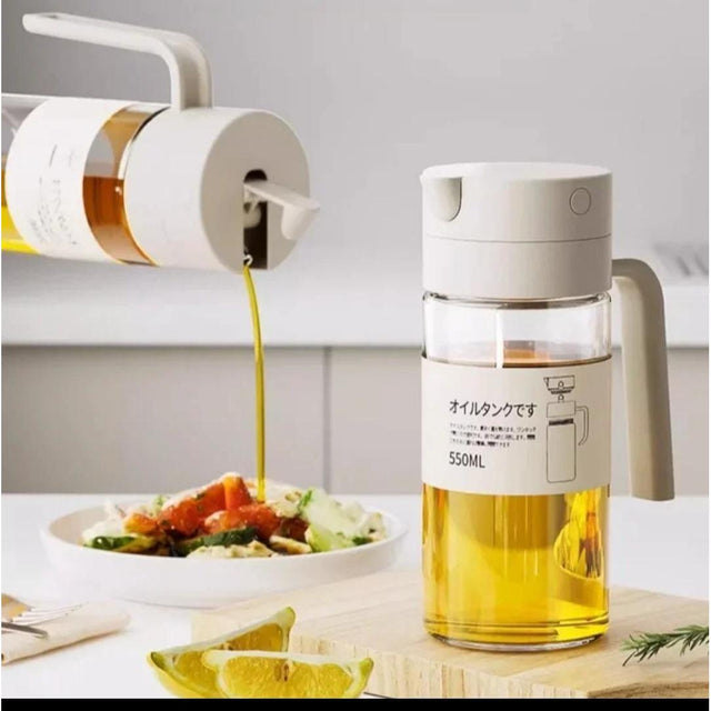 Automatic Oil Jar 550ml, Off white & Grey, No Drip Design for Easy Dispensing- Furaha Finds Kenya