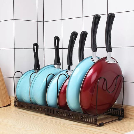 Adjustable & Detachable Pan, Pot, Lid Storage Rack | Expandable Heavy Iron Organizer for Kitchen, 30-58cm- Furaha Finds Kenya