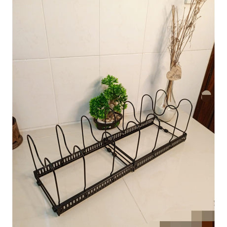 Adjustable & Detachable Pan, Pot, Lid Storage Rack | Expandable Heavy Iron Organizer for Kitchen, 30-58cm- Furaha Finds Kenya