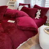 6 Piece Luxury Velvet Plush Fluffy Duvet Set Soft Fleece Bedding with Pillowcases & Bedsheet