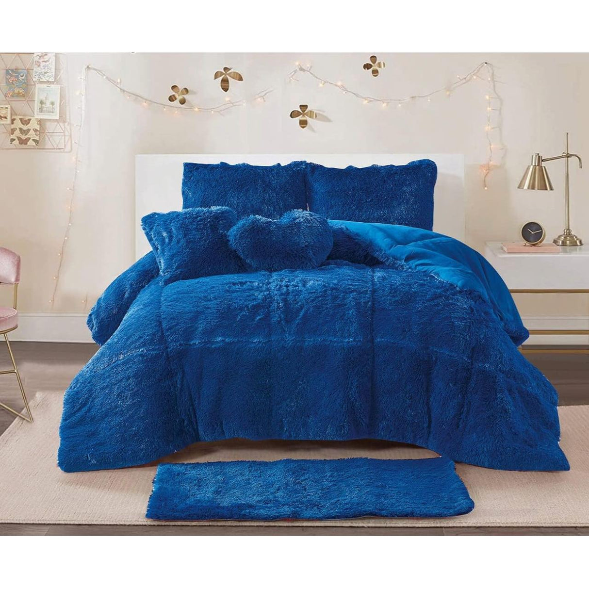 6 Piece Luxury Velvet Plush Fluffy Duvet Set Soft Fleece Bedding with Pillowcases & Bedsheet