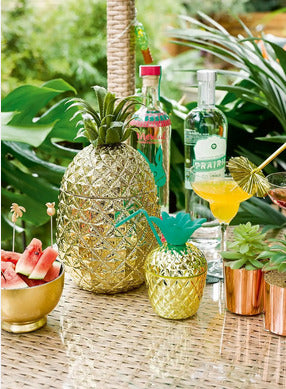 Pineapple Ceramic Cannister with Green Leaf 16x17x12cm, Decorative Storage Jar