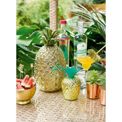 Pineapple Ceramic Cannister with Green Leaf 16x17x12cm, Decorative Storage Jar- Furaha Finds Kenya