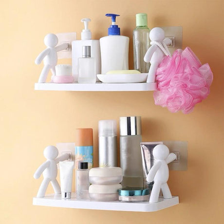 2pcs Aluminum Alloy Rectangular Shelf with Adhesive Stickers Rustproof Wall Mount for Bathroom & Kitchen Storage- Furaha Finds Kenya