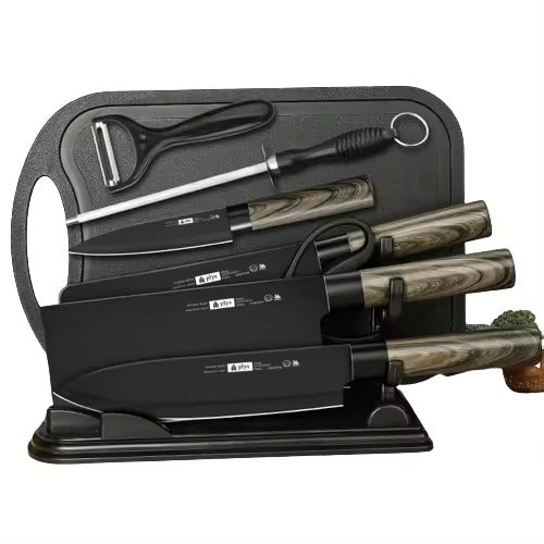 
Furaha Finds 7-piece chef's knife set made from high-quality stainless steel. Available at the shop for professional and home kitchen use. Perfect for slicing, chopping, and dicing.