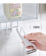 Mesh Bathroom Rack with Hooks Self Adhesive, Space Saving Organizer (Black)
