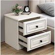 Nordic Luxury Double Drawer Bedside Cabinet White, Large Capacity Storage (50x45x35cm)