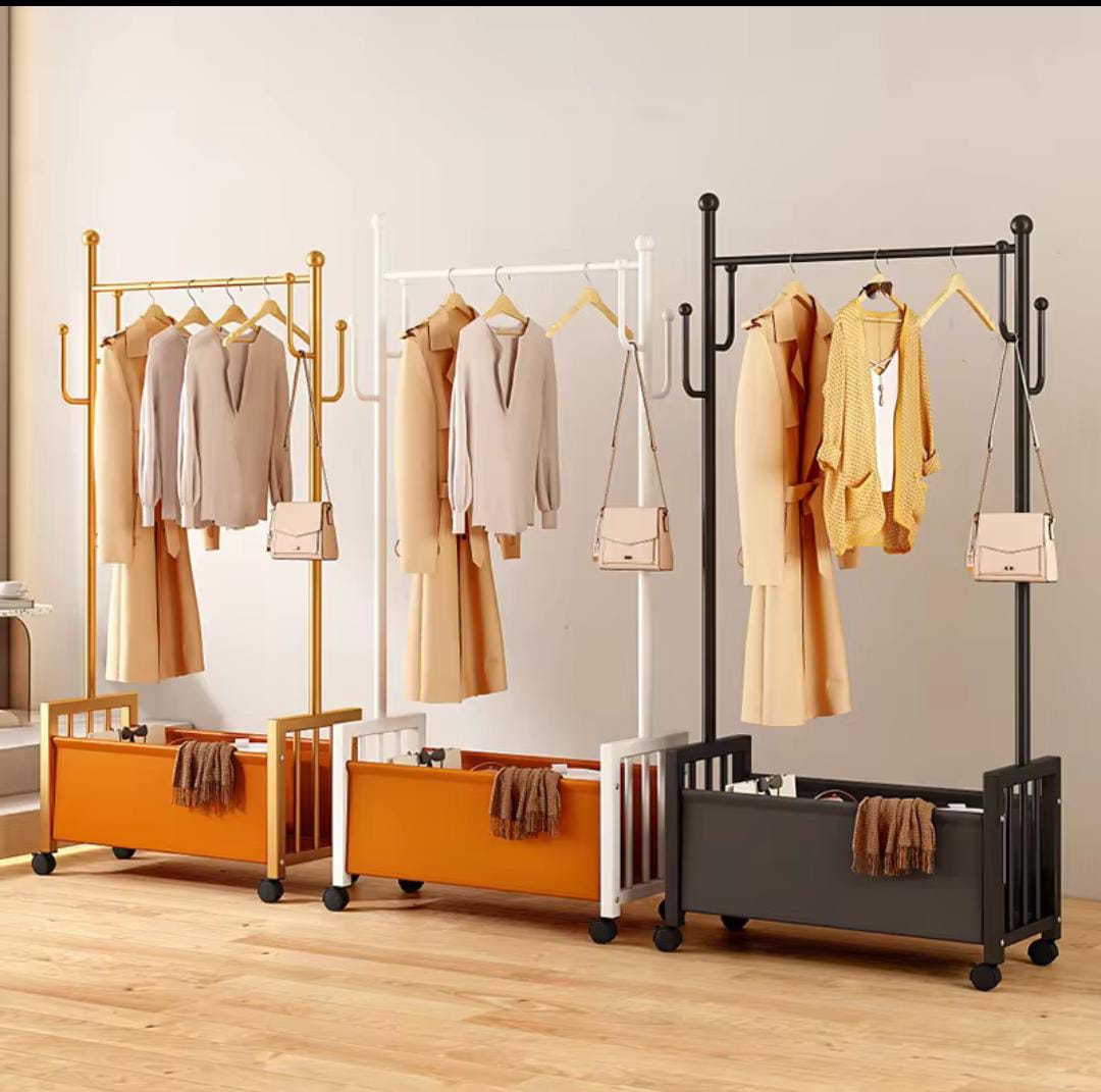 Furaha Finds 100cm Metallic Cloth Rack with Wheels Durable Clothes Organizer 