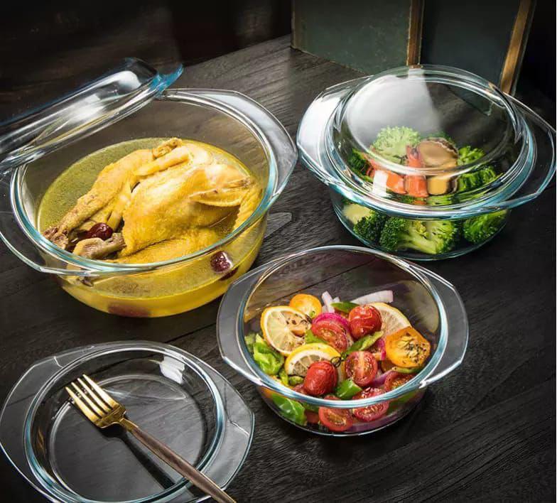 Signature High Quality Glass Casseroles with Glass Lids (Set of 3) | 0.7L, 1L, 1.5L Capacity