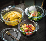 Signature High Quality Glass Casseroles with Glass Lids (Set of 3) | 0.7L, 1L, 1.5L Capacity