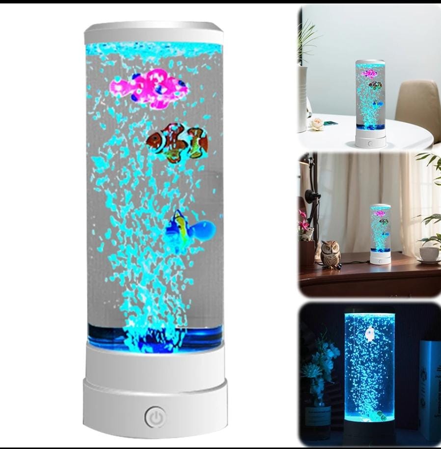 LED Bubble Fish Lamp  2.5L Multi Color Changing Aquarium Night Lights.
