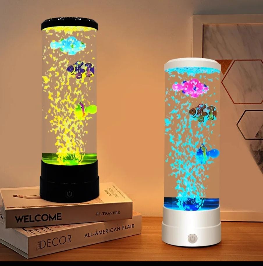 LED Bubble Fish Lamp  2.5L Multi Color Changing Aquarium Night Lights.