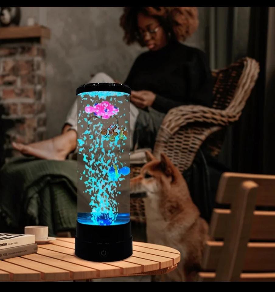 LED Bubble Fish Lamp  2.5L Multi Color Changing Aquarium Night Lights.