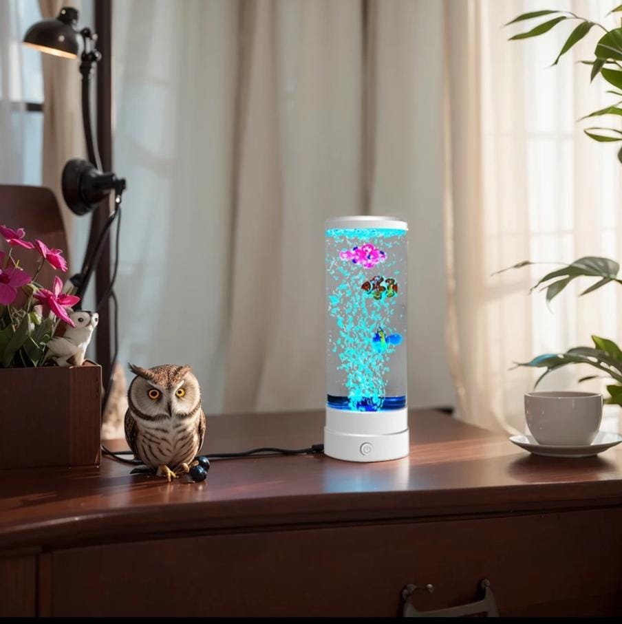 LED Bubble Fish Lamp  2.5L Multi Color Changing Aquarium Night Lights.