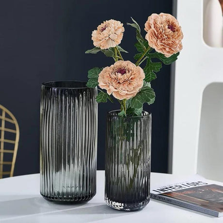 Furaha Finds High quality Modern Creative Dark Glass Vase 28 cm elegant decorative home accent for stylish living room, dining, bedroom, and office decor.
