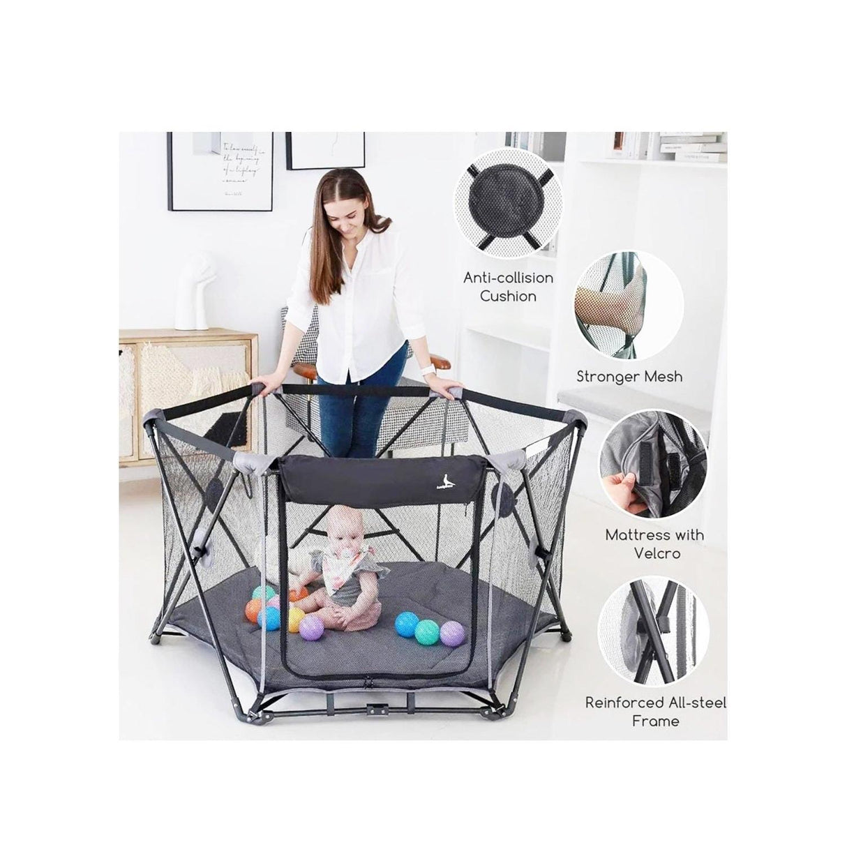 Foldable Portable Baby Playpen for Babies and Toddlers