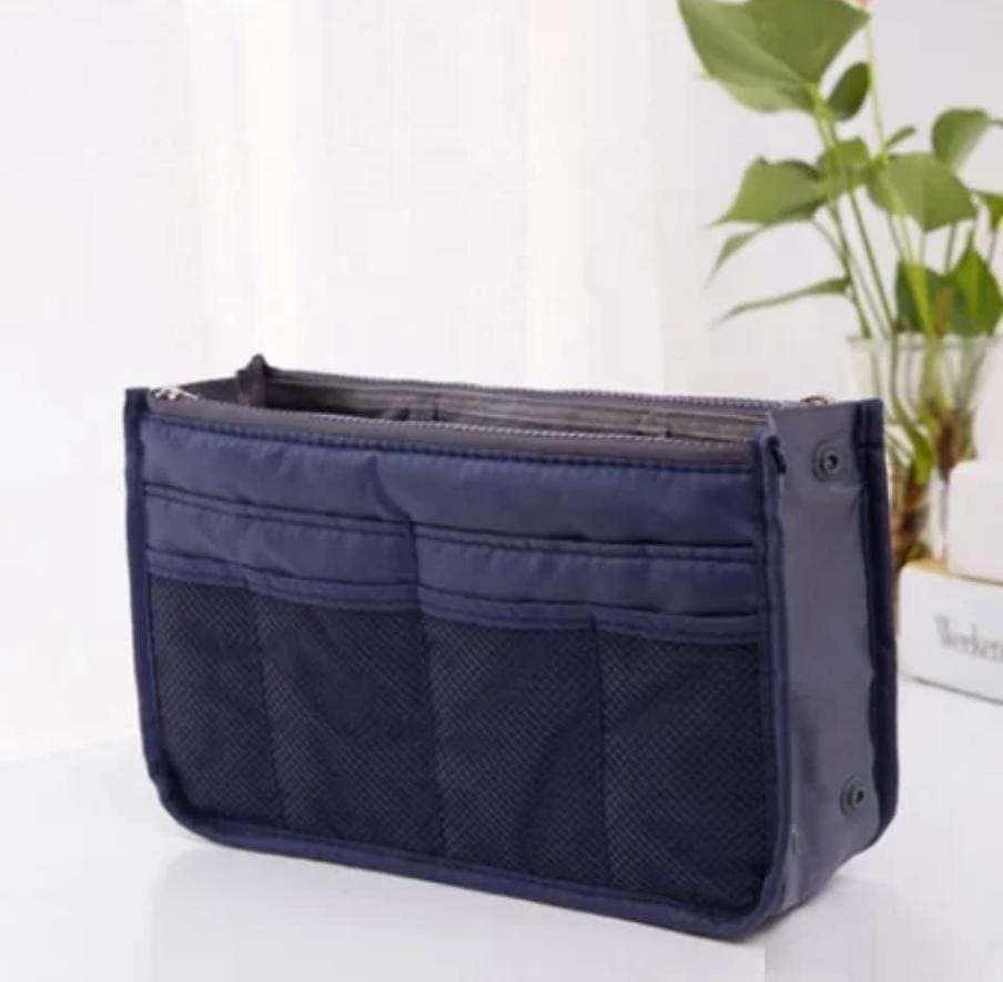 Bag Organizer Inserts with 14 Compartments and Zippers |Travel & Handbag Organizer, Multiple Colors, Size 28.5x18.5x10cm