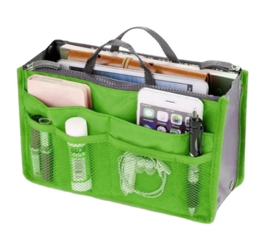 Bag Organizer Inserts with 14 Compartments and Zippers |Travel & Handbag Organizer, Multiple Colors, Size 28.5x18.5x10cm