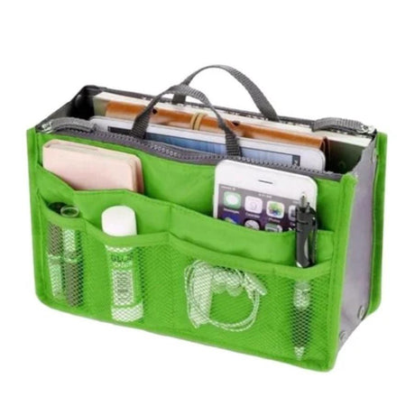 Bag Organizer Inserts with 14 Compartments and Zippers |Travel & Handbag Organizer, Multiple Colors, Size 28.5x18.5x10cm