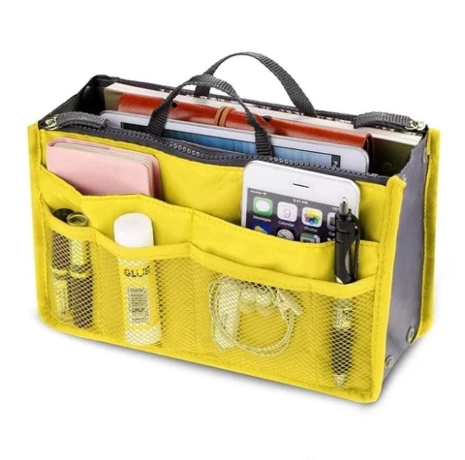 Bag Organizer Inserts with 14 Compartments and Zippers |Travel & Handbag Organizer, Multiple Colors, Size 28.5x18.5x10cm