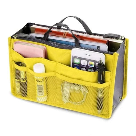 Bag Organizer Inserts with 14 Compartments and Zippers |Travel & Handbag Organizer, Multiple Colors, Size 28.5x18.5x10cm