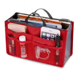Bag Organizer Inserts with 14 Compartments and Zippers |Travel & Handbag Organizer, Multiple Colors, Size 28.5x18.5x10cm