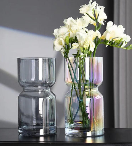 Furaha Finds Modern Creative Dark Glass Vase 35 cm elegant decorative vase for home and office decor, perfect for fresh or artificial floral arrangements.